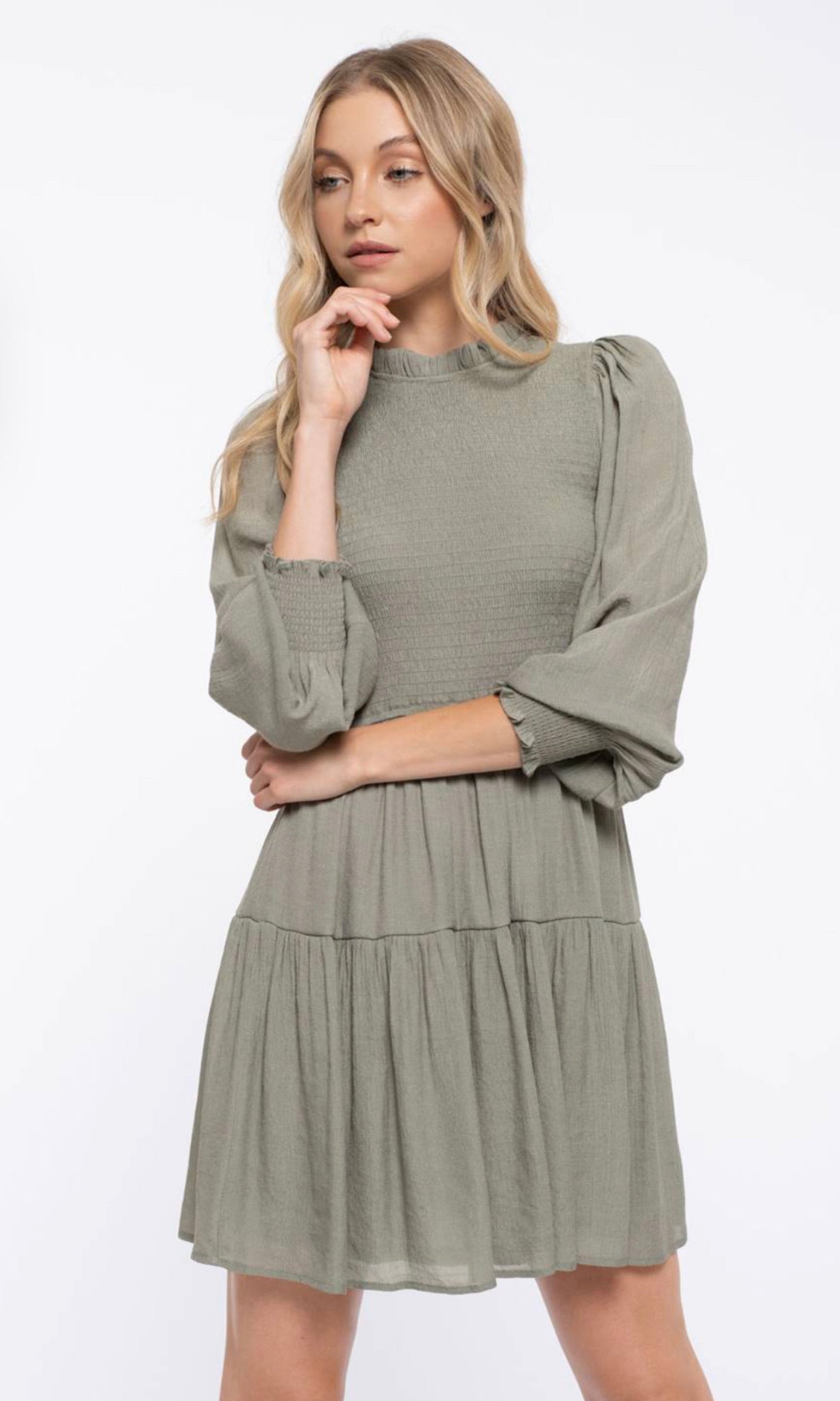 Olive Tiered Dress