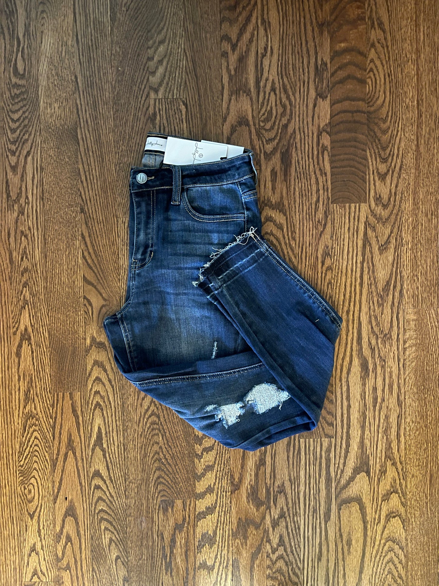 Distressed Frayed Hem Jelly Jeans