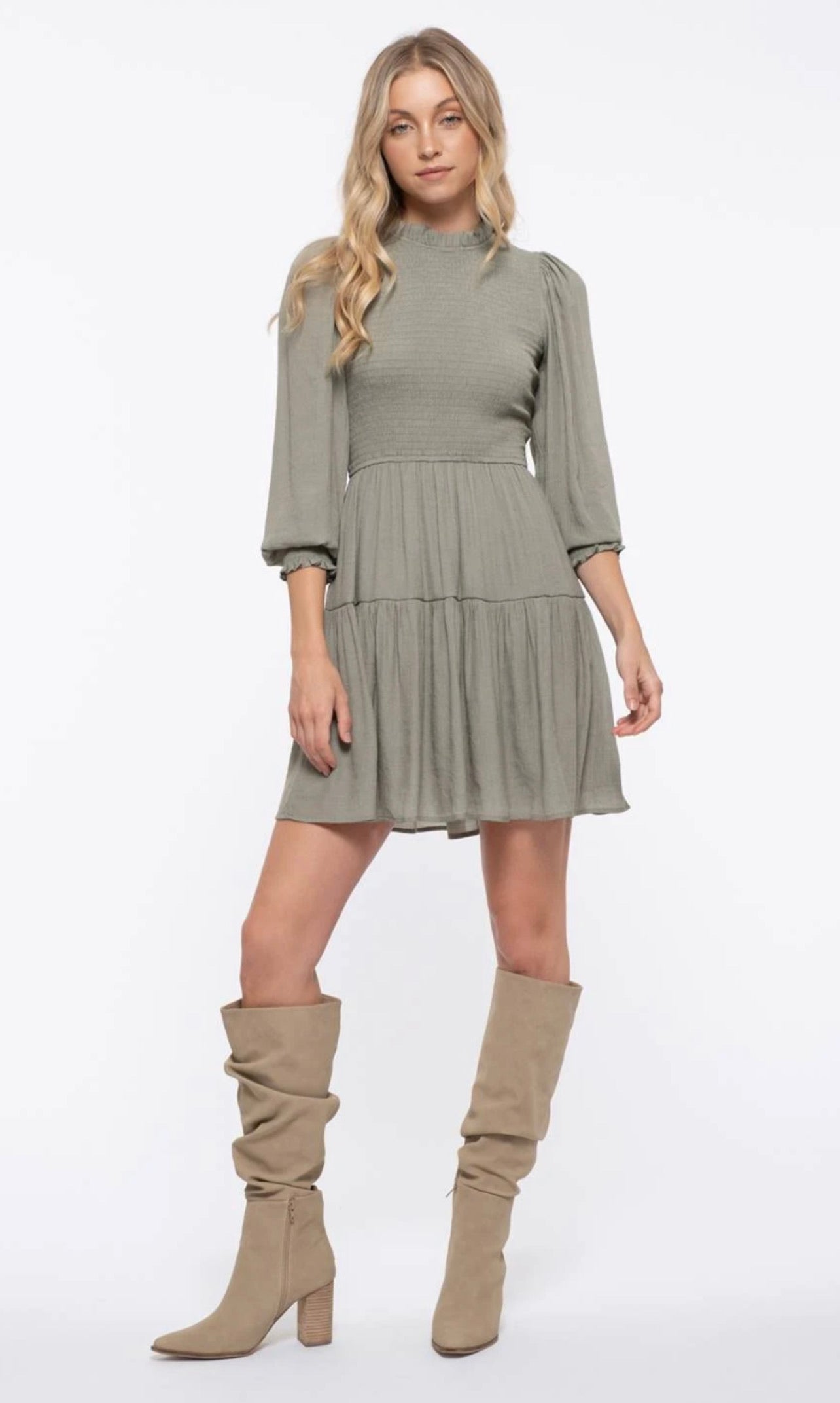 Olive Tiered Dress Kloth & Kindness Olive Tiered Dress Kloth & Kindness