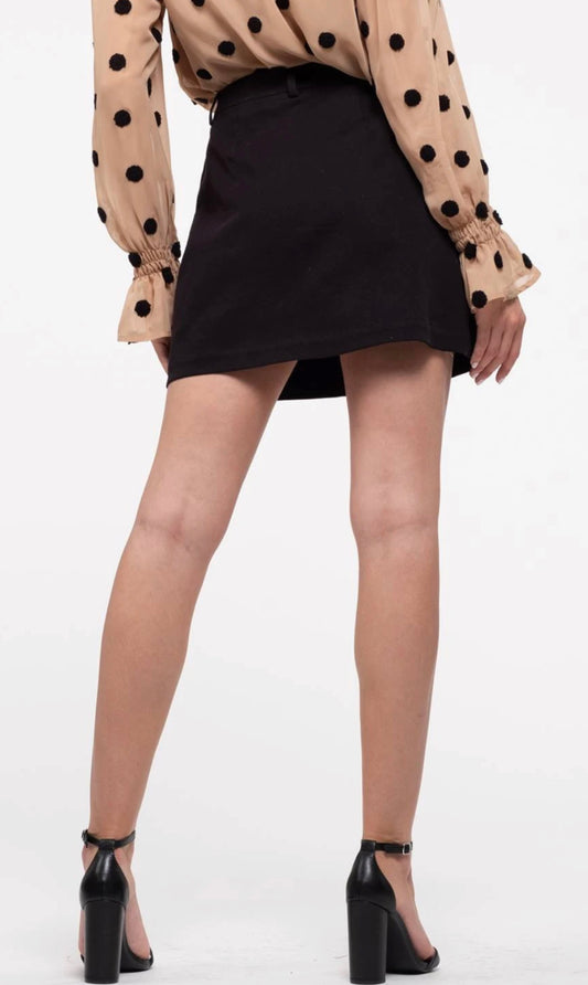 Black Button-Front Skirt