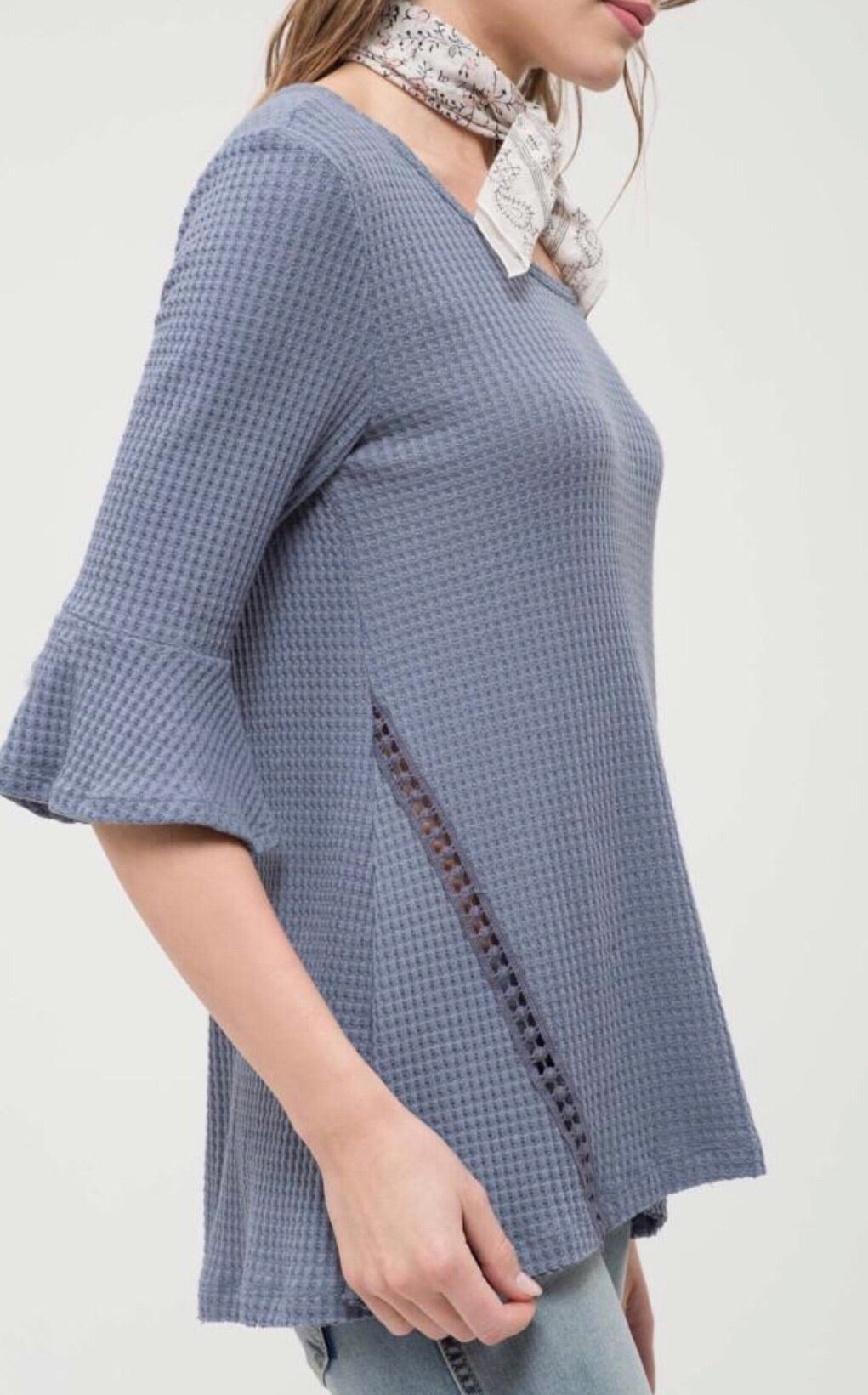 Slate Waffle Knit Top
