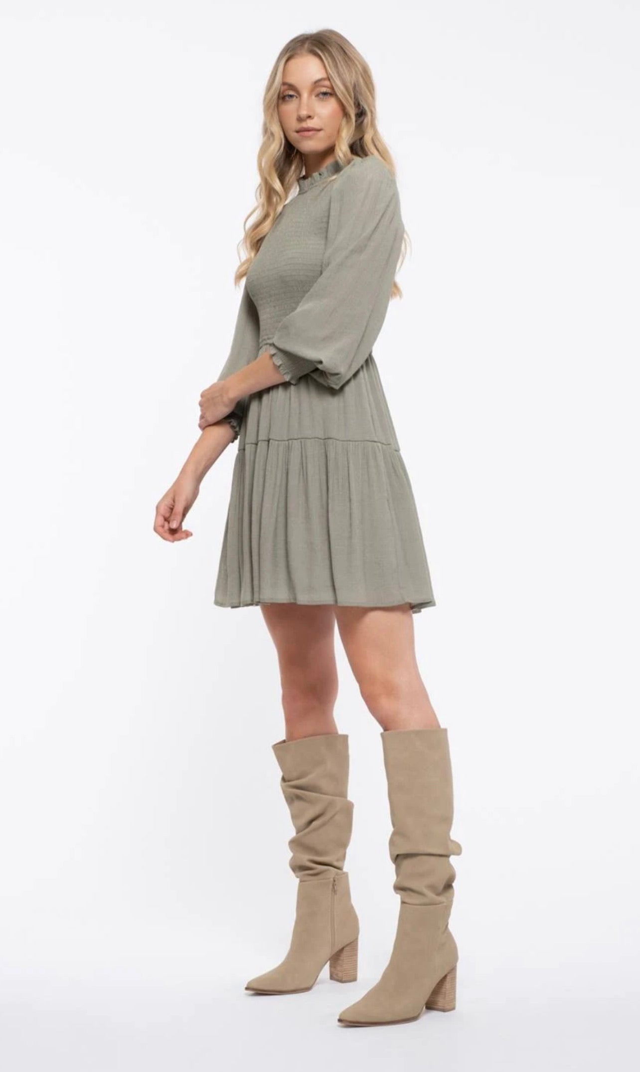 Olive Tiered Dress