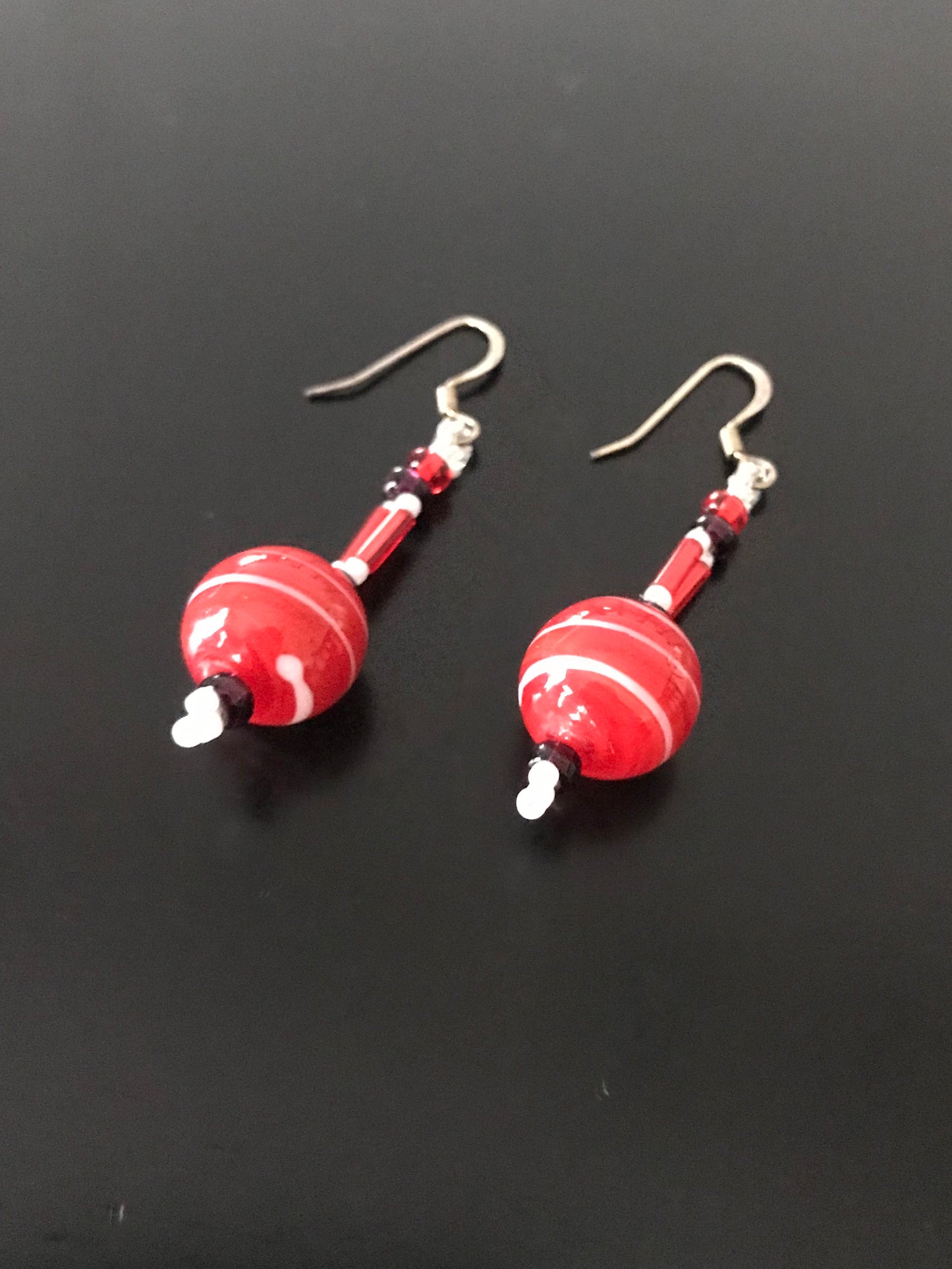 Red Beaded Necklace & Earring Set - 7742