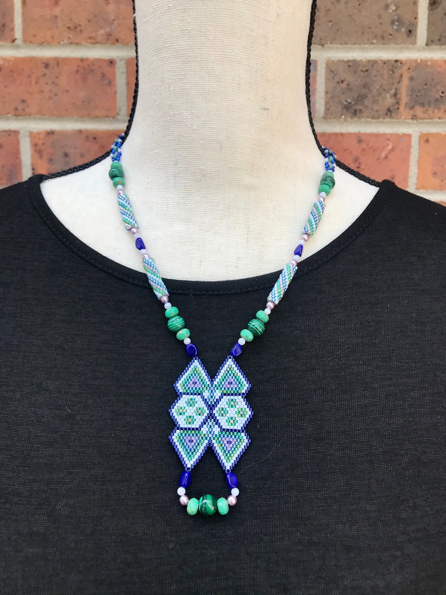 Geometric Beaded Necklace & Earring Set