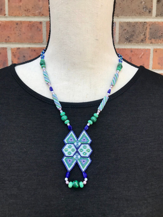 Geometric Beaded Necklace & Earring Set