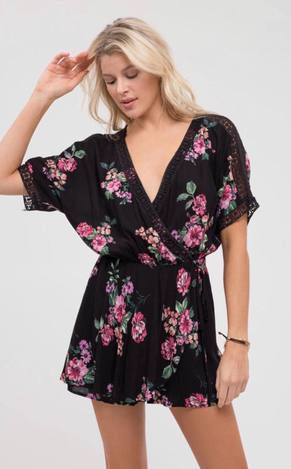 Short Sleeve Floral Romper