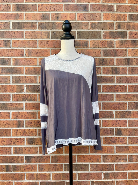 Gray Lace Detailed Top