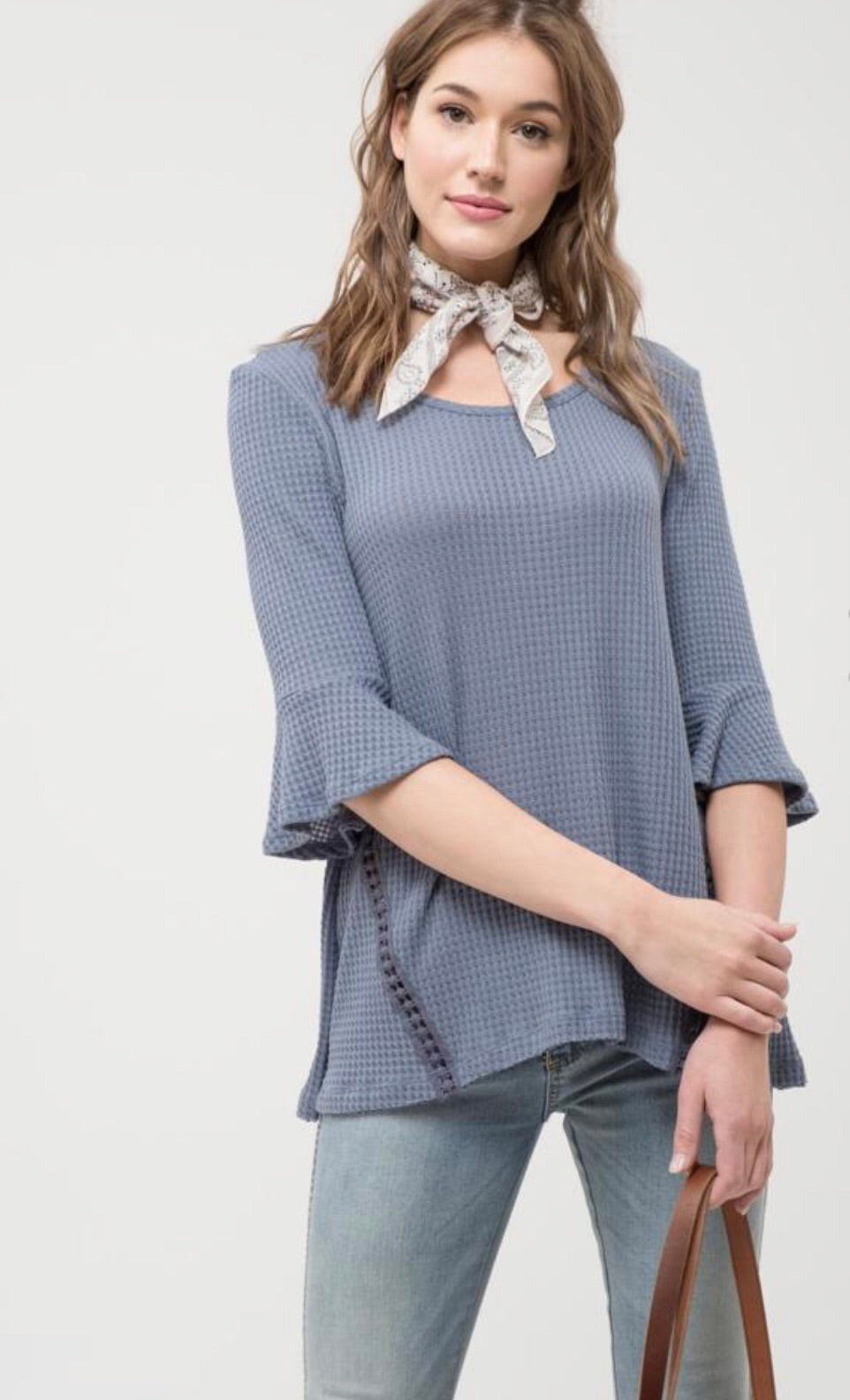 Slate Waffle Knit Top
