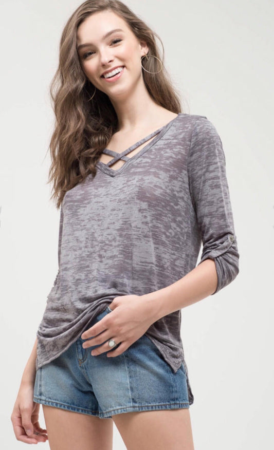 Gray Burnout Top