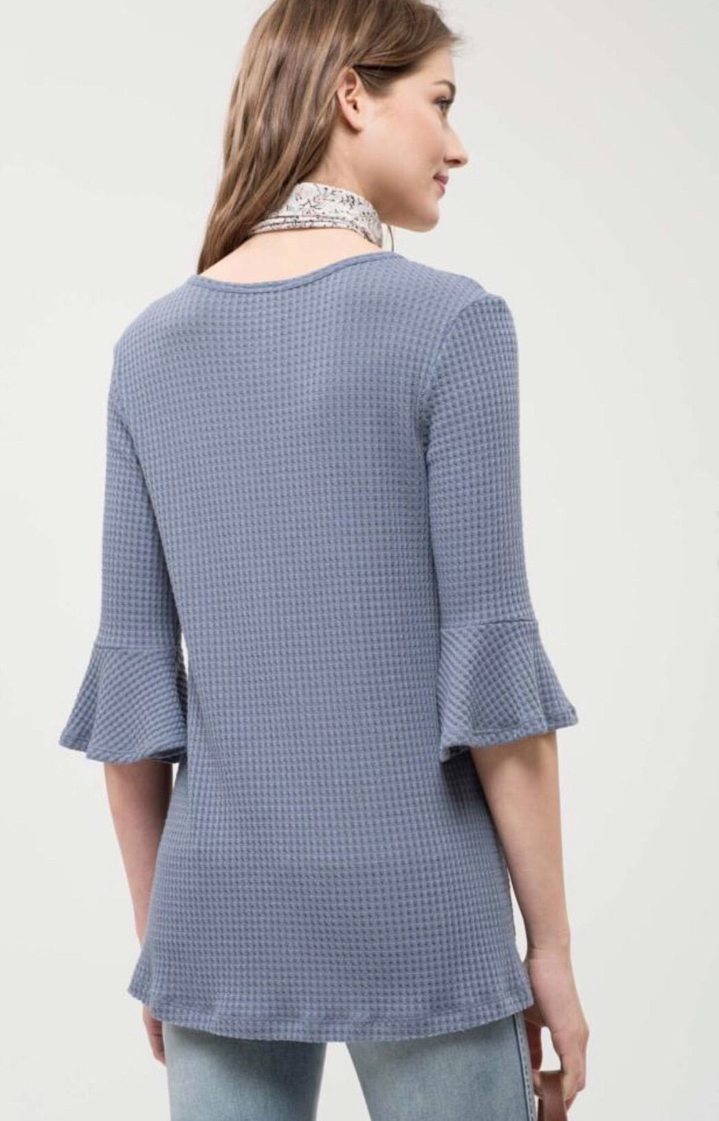 Slate Waffle Knit Top